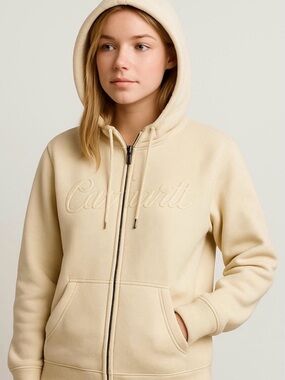 Carhartt Women's Full-Zip Hooded Sweatshirt Light Yellow S
